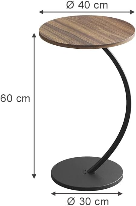 Vicco Beistelltisch Alvio, Braun, 40 x 60 cm, als Ablagefläche für Wohnzimmer oder Schlafzimmer eins