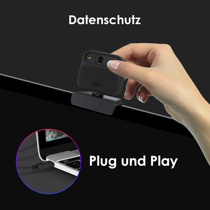 W12S Webcam 4K/30FPS, Doppelmikrofon Geräuschunterdrückung, Fernbedienung, UHD Sony Sensor, Fester/A