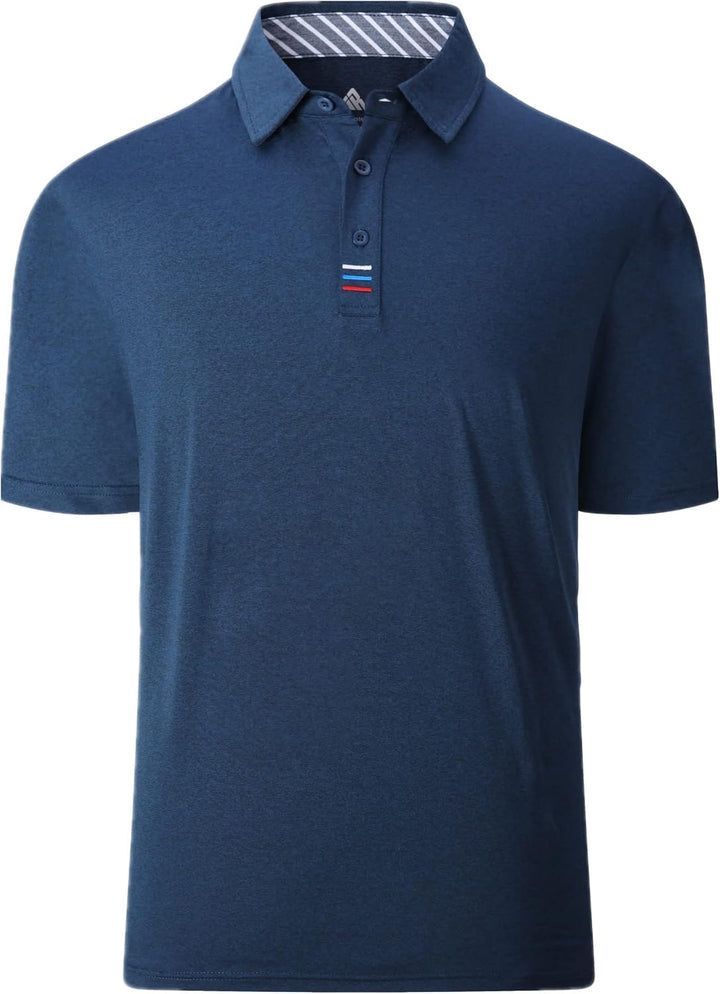 JACKETOWN Poloshirt Herren Kurzarm Einfarbig Golf Polo Shirts Männer Knopfleiste Stickerei Streifen