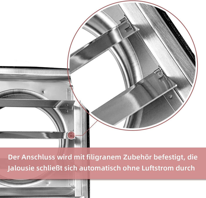 Edelstahl Wetterschutzgitter Lüftungsgitter 100mm 125mm 150mm bewegliche Lamellen, 125mm
