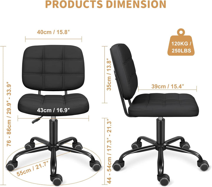 Leader Accessories Schreibtischstuhl höhenverstellbarer Bürostuhl ergonomischer Drehstuhl ohne Armle