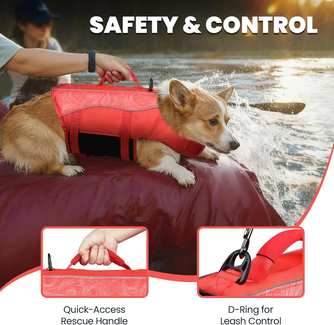VIVAGLORY Front Float Schwimmweste Hund, Hundeschwimmweste für Bootfahren, Schwimmweste with Kopfstü