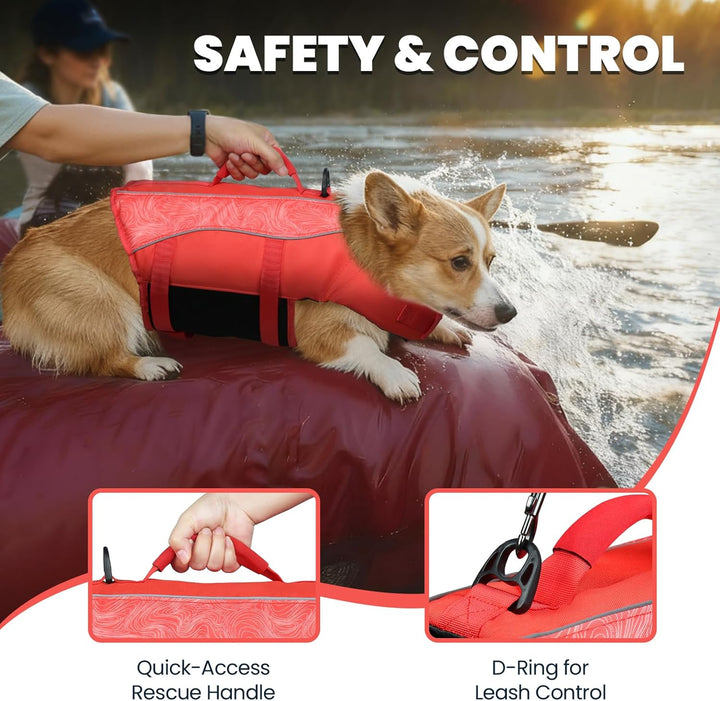 VIVAGLORY Front Float Schwimmweste Hund, Hundeschwimmweste für Bootfahren, Schwimmweste with Kopfstü