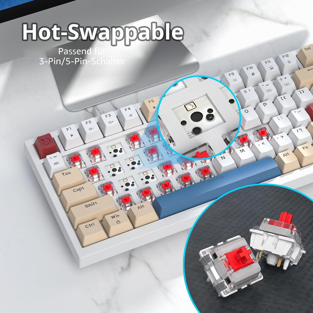 SOLIDEE Verkabelte Mechanische Gaming Tastatur 75 Prozent,hot-swap-fähige Mechanische Tastatur mit G
