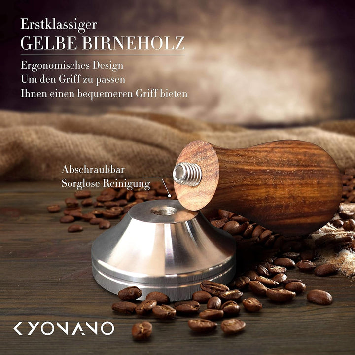 KYONANO Espresso Tamper 51 mm, Barista Set Mit Kaffee Tamper Aus Edelstahl und Echtholzgriff, Tamper