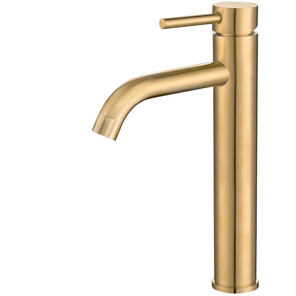 VALAZ Wasserhahn Bad Hoch Goldfarben | Einhebelmischer Waschbecken, Warm und Kaltwassermischer, Wass