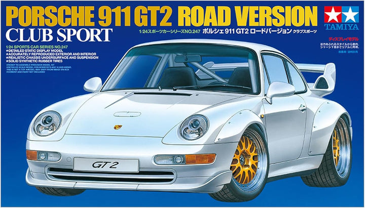 Tamiya Porsche Fahrzeug 300024247 911GT2 Club Sport/Strassenversion Automodell Bausatz 1:24, Unlacki