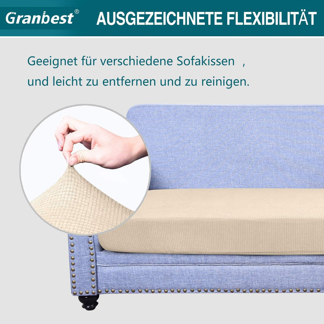 Granbest Premium Wasserdicht Sofa Sitzkissenbezug, High Stretch Jacquard Sitzkissenschutz Sofasitzbe