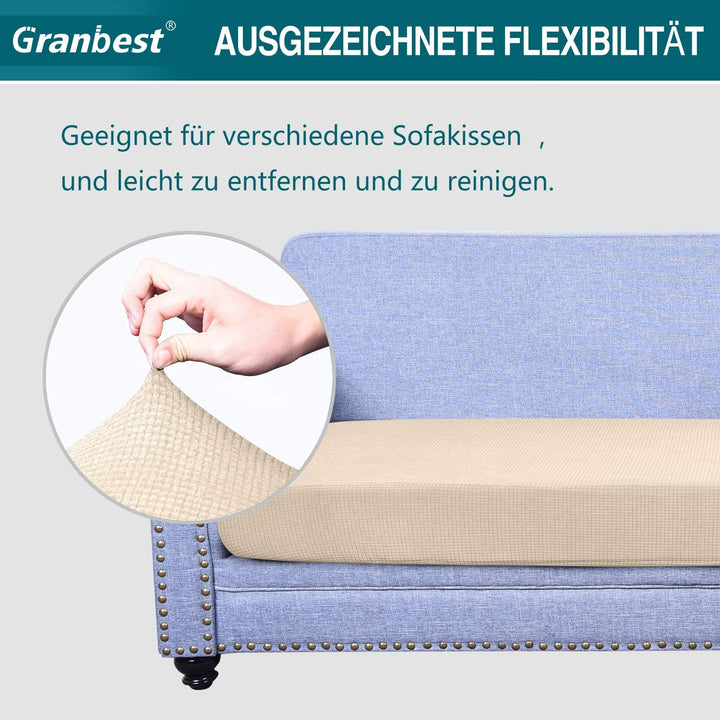 Granbest Premium Wasserdicht Sofa Sitzkissenbezug, High Stretch Jacquard Sitzkissenschutz Sofasitzbe