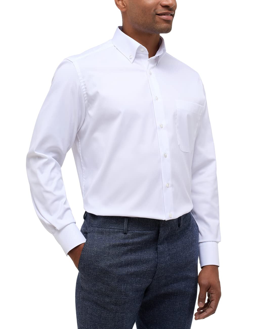 ETERNA Herren Langarmhemd Comfort Fit Bezug Twill Weiss Uni Hemd 40 Weiss, 40 Weiss