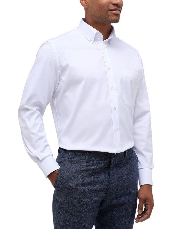 ETERNA Herren Langarmhemd Comfort Fit Bezug Twill Weiss Uni Hemd 40 Weiss, 40 Weiss