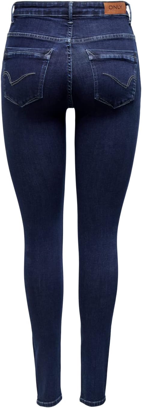 ONLY Damen Onlpaola Hw Sk DNM Tai Jeans, Dark Blue Denim