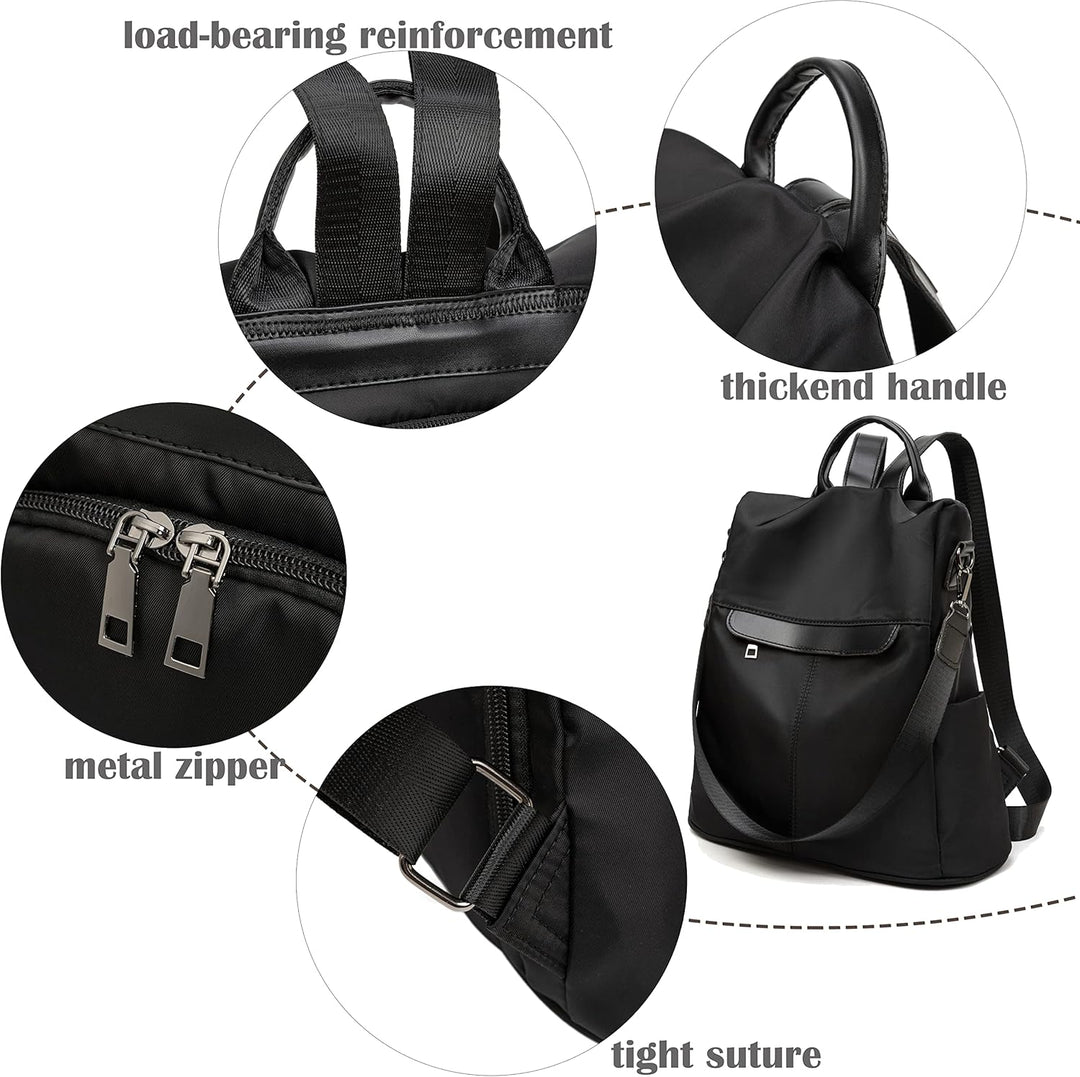 shepretty Damen Rucksack Anti Diebstahl Umhängetasche Multifunktions Schultaschen 8864-oxford-schwar