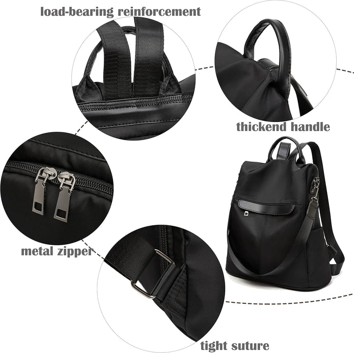 shepretty Damen Rucksack Anti Diebstahl Umhängetasche Multifunktions Schultaschen 8864-oxford-schwar