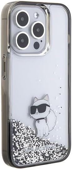 KARL LAGERFELD KLHCP15LLKCNSK Hülle für iPhone 15 Pro 6.1" transparent hardcase Liquid Glitter Choup