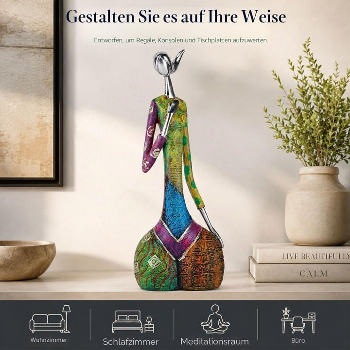 Statuen und Skulpturen Abstrakter Yoga-Kunst Frau, kreative Vollfarb-Ölgemälde-Kunst-Frauenstatue, M