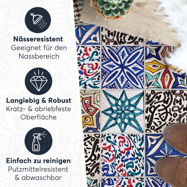 PVC Klebe-Fliesen für - [ Boden Fliesen ] - Aufkleber Folie Sticker für Boden-Fliesen - Küche oder B