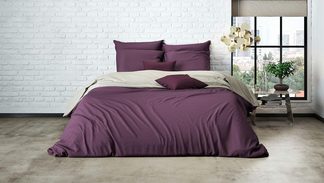 MISTRAL HOME Uni Einfarbig Wende Bettwäsche Edel Perkal 100% Ägyptische Baumwolle, Farbe:Chateau Gre