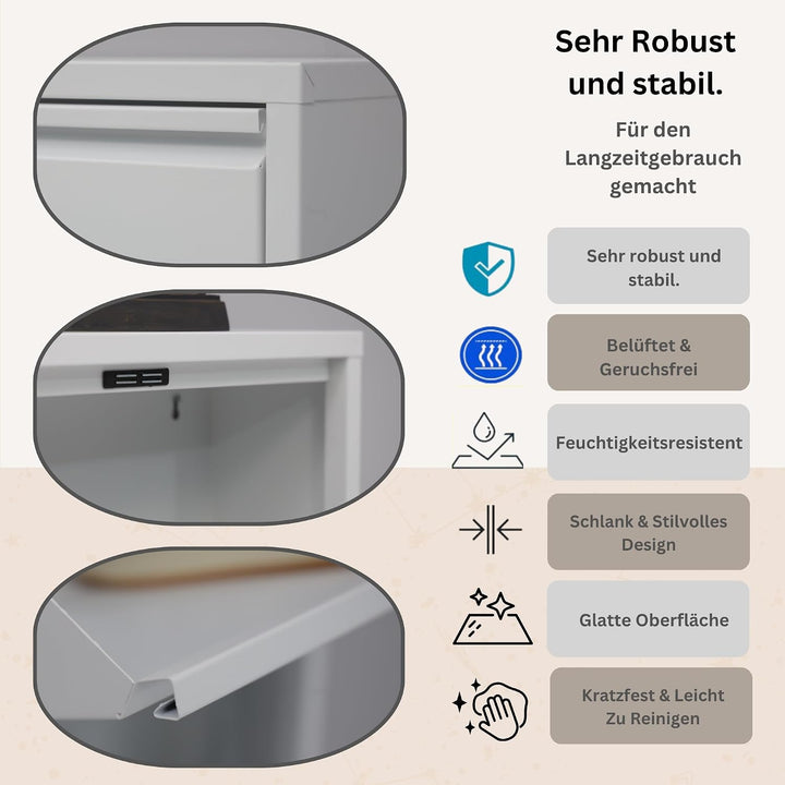 furni24 Schuhschrank, 5 Klappen, Metall, 10–14 Paar, wandmontierbar, vormontiert – Weiss 5 Klappen W