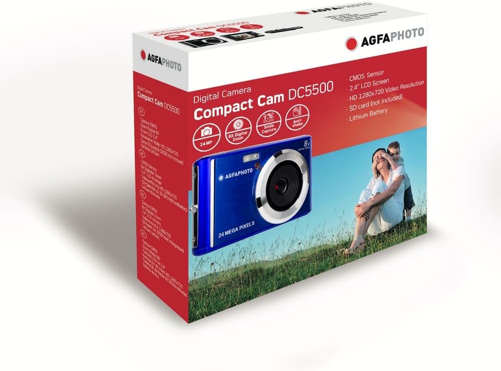 AGFA PHOTO Realishot DC5500 Kompakt-Digitalkamera, 24 MP, 2,4 Zoll LCD, 8-facher Digitalzoom, Lithiu