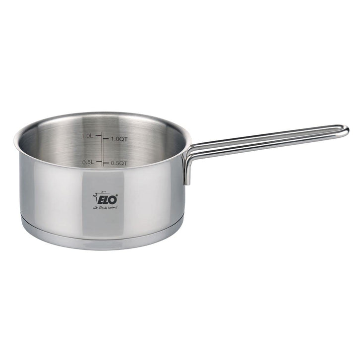 ELO 7243626 Stieltopf mit langem Griff aus Edelstahl, für alle Herdarten, Edelstahl, 16 cm, 1,3 l ,G