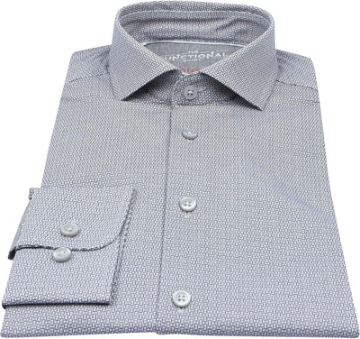 Pure Slim Fit Functional Hemd Langarm Haifischkragen Stretch Muster blau 38 Schwarz, 38 Schwarz