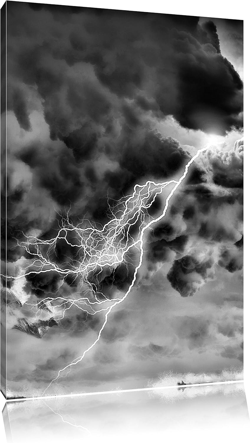 Pixxprint Blitz am Himmel als Leinwandbild/Grösse: 100x70 / Wandbild/Kunstdruck/fertig bespannt, 100