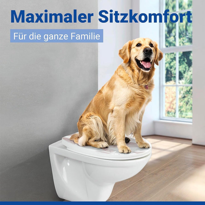 WENKO WC Sitz Mod. Pula, Toilettendeckel mit Absenkautomatik, Relief-Druck und Blätter-Motiv, hohe B