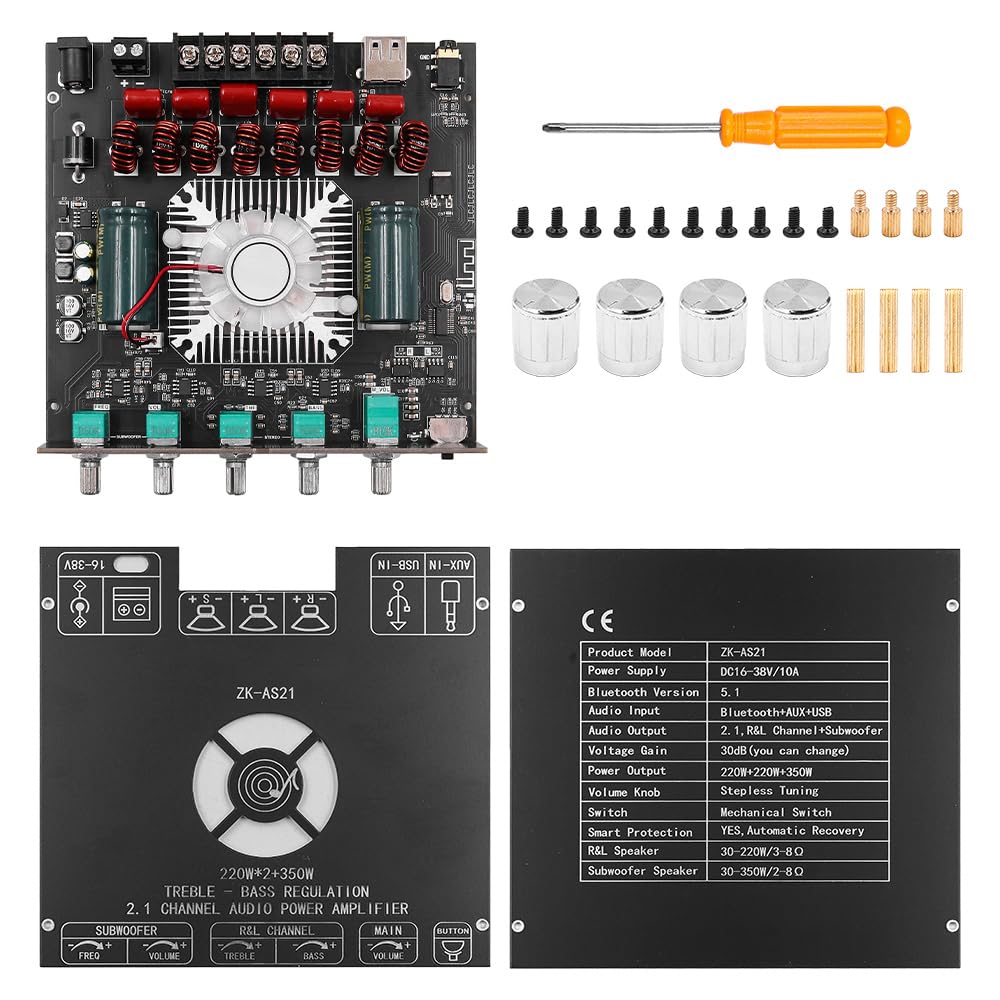 DollaTek 2.1 Bluetooth-Leistungsverstärkerplatine mit TPA3255-Chip, 220 W x 2 + 350 W Bluetooth-Laut