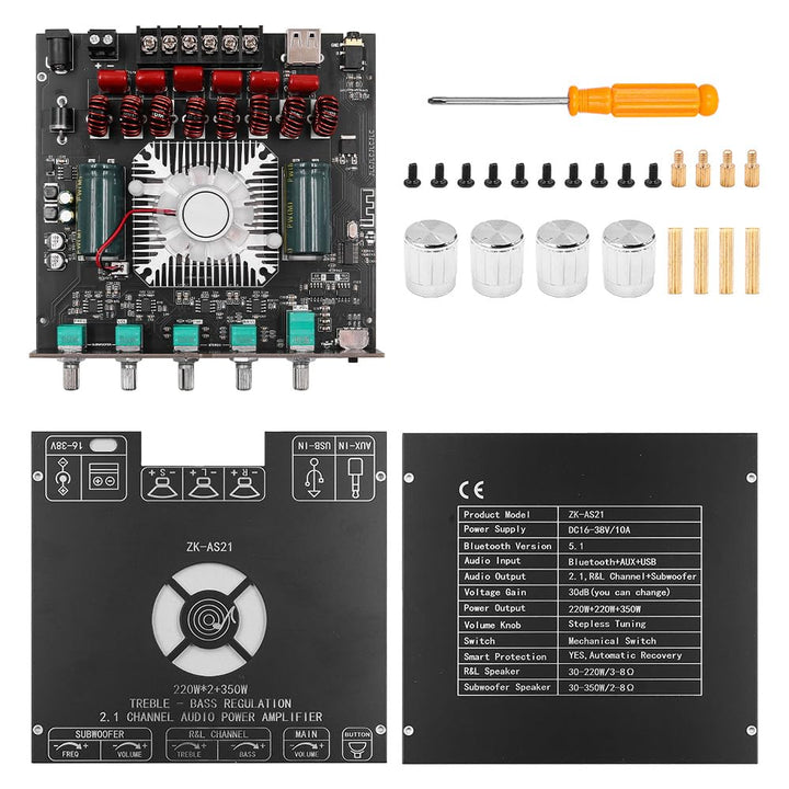 DollaTek 2.1 Bluetooth-Leistungsverstärkerplatine mit TPA3255-Chip, 220 W x 2 + 350 W Bluetooth-Laut