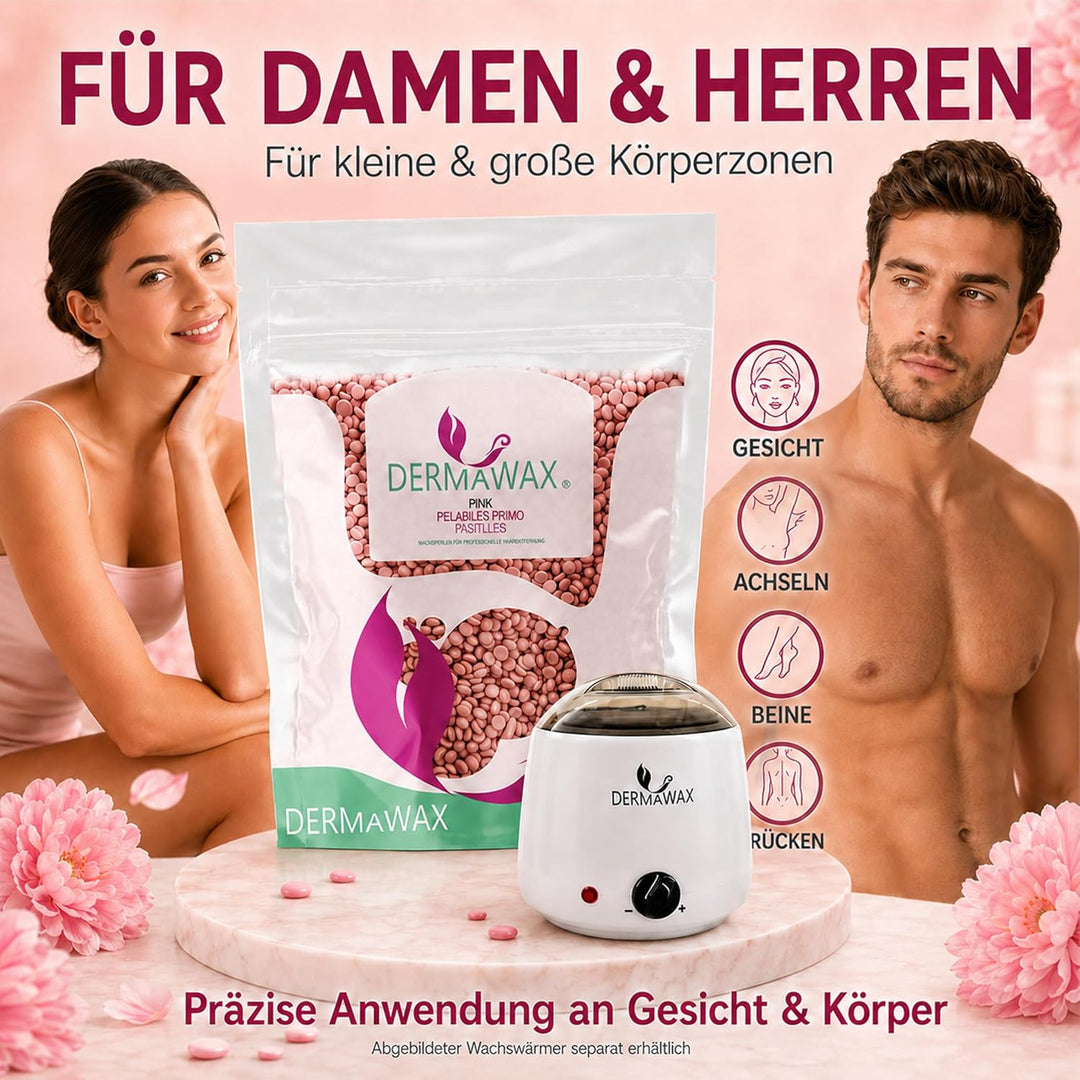 Dermawax 1 kg Pink Wachsperlen Heisswachs Waxing Perlen zur Haarentfernung Anwendung ohne Wachsstrei