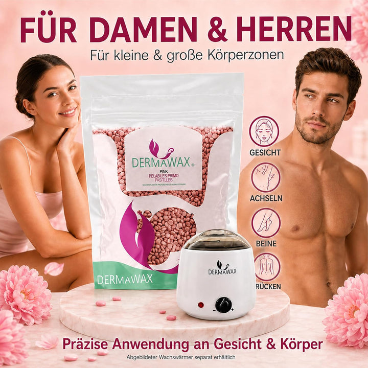 Dermawax 1 kg Pink Wachsperlen Heisswachs Waxing Perlen zur Haarentfernung Anwendung ohne Wachsstrei