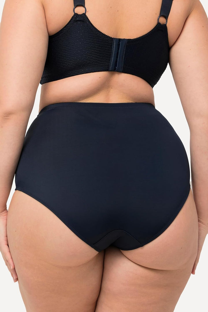 Ulla Popken Damen Miederhose, High Waist, Jacquard-Einsatz Slip 54-56 Nachtblau, 54-56 Nachtblau