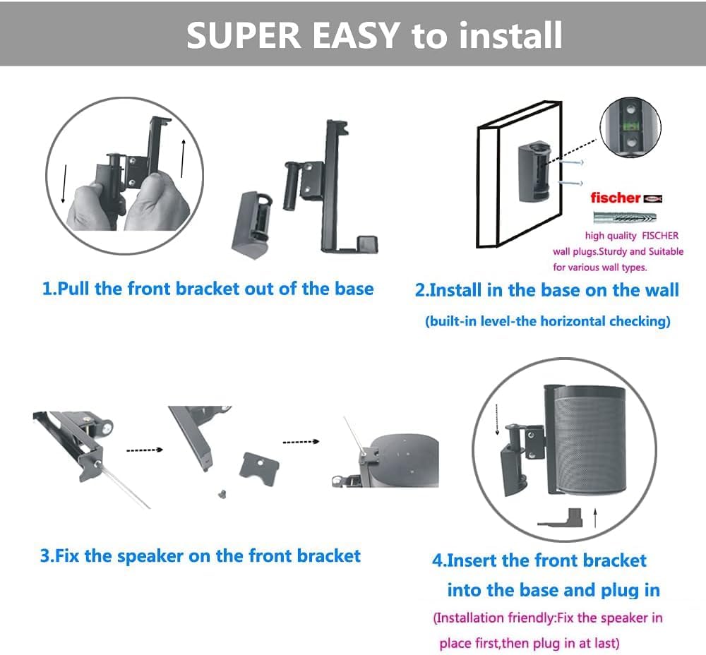 EMAQUIN Wandhalterung für SONOS One/SONOS One SL/SONOS Play 1 Speaker(Drehbar und neigbar,kompatibel