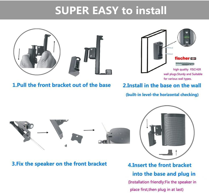 EMAQUIN Wandhalterung für SONOS One/SONOS One SL/SONOS Play 1 Speaker(Drehbar und neigbar,kompatibel