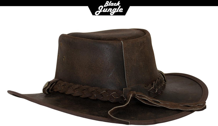 Black Jungle Bulat Lederhut, Westernhut, Australienhut, Cowboyhut S Braun, S Braun