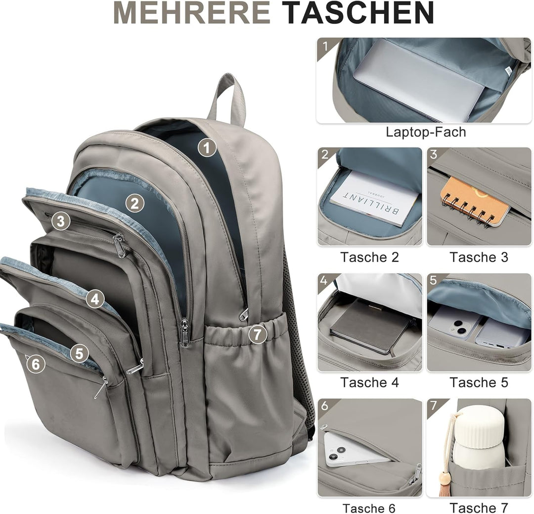 Rucksack Damen Herren, Leichter Schulrucksack Teenager Mädchen Jungen, Wasserabweisend Uni Rucksack