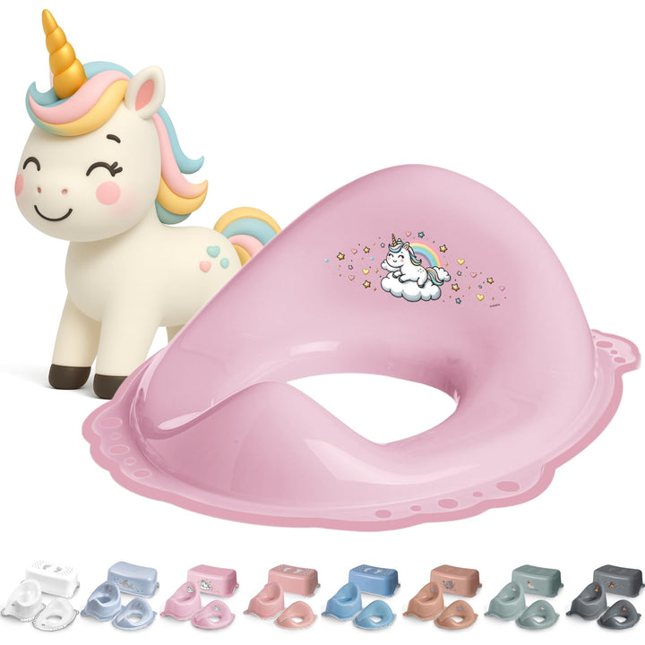 Toilettensitz Kinder Klositz Aufsatz rutschsicher ergonomisch Einhorn pink - Toilettenaufsatz Kinder