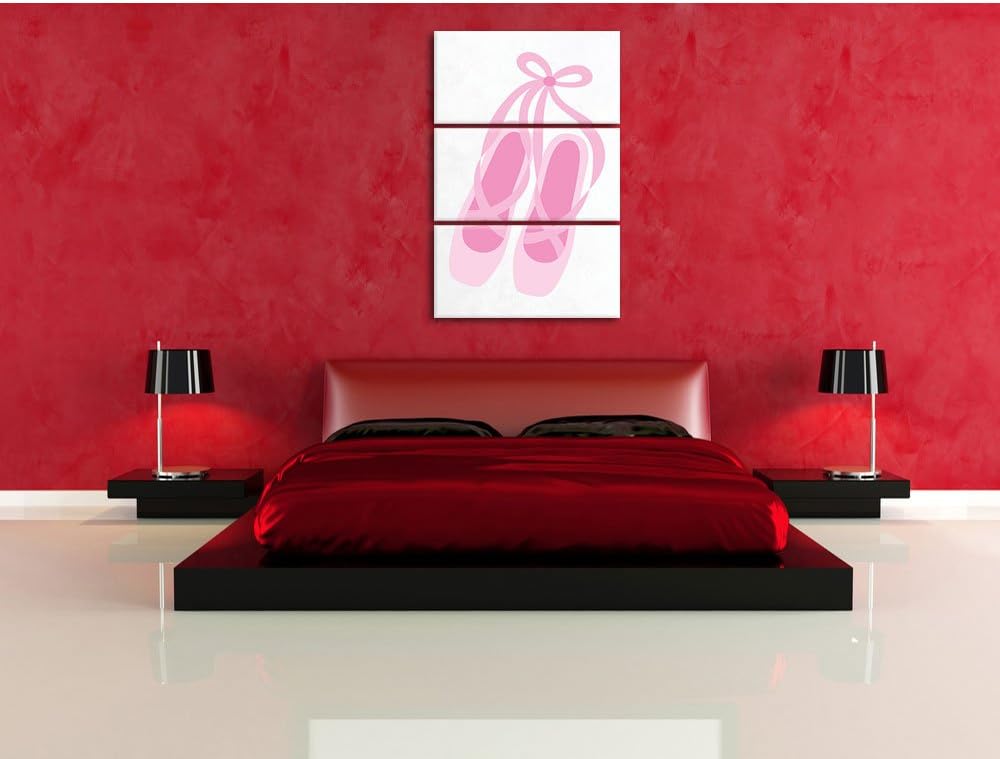 Pixxprint Hübsche Ballerina Schuhe als Leinwandbild/Grösse: 3 Teilig (120x80) cm/Wandbild/Kunstdruck