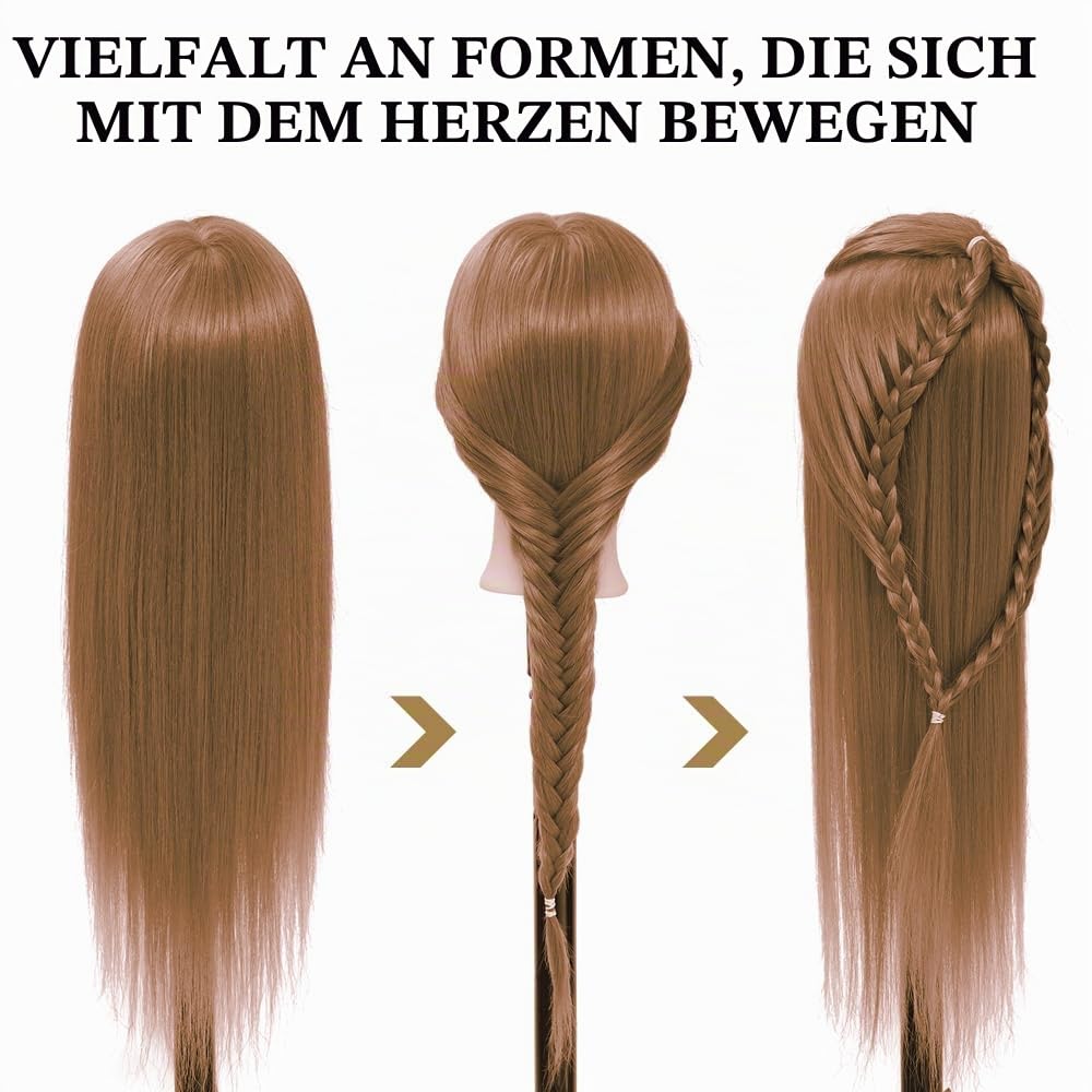 Training Kopf, 26-28" 100% synthetische Faser lange Haare Friseur Kosmetologie Schaufensterpuppe Pup