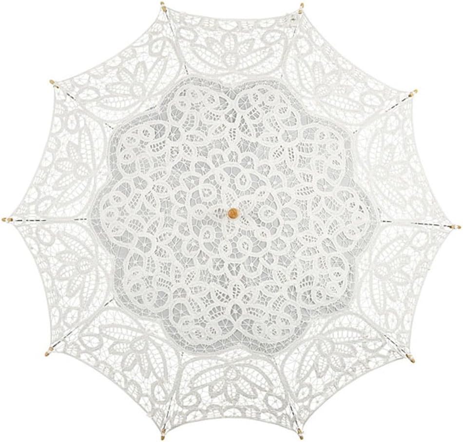 VON LILIENFELD Vivienne Sonnenschirm Hochzeitsschirm Spitze Brautschirm elfenbein, Elfenbein