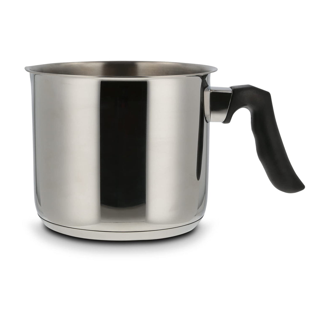 Level One Topf Kochtopf Milchtopf 14 cm Induktion, Edelstahl unbeschichtet | 12 cm hoher Rand, 1,5 L