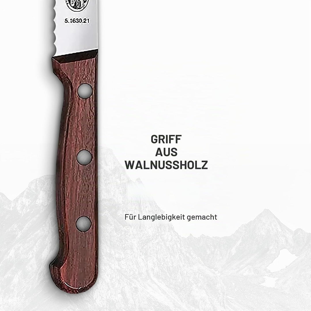 Victorinox Wood Küchengarnitur, Messer Set 2-teilig, Brotmesser, Tranchiermesser, Extra Scharf, Edle