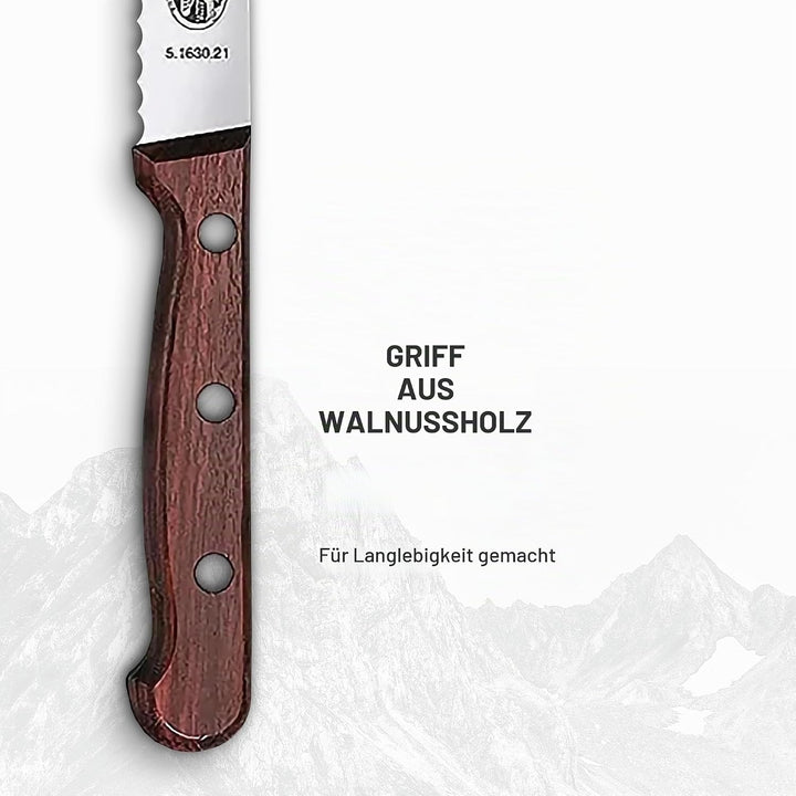 Victorinox Wood Küchengarnitur, Messer Set 2-teilig, Brotmesser, Tranchiermesser, Extra Scharf, Edle