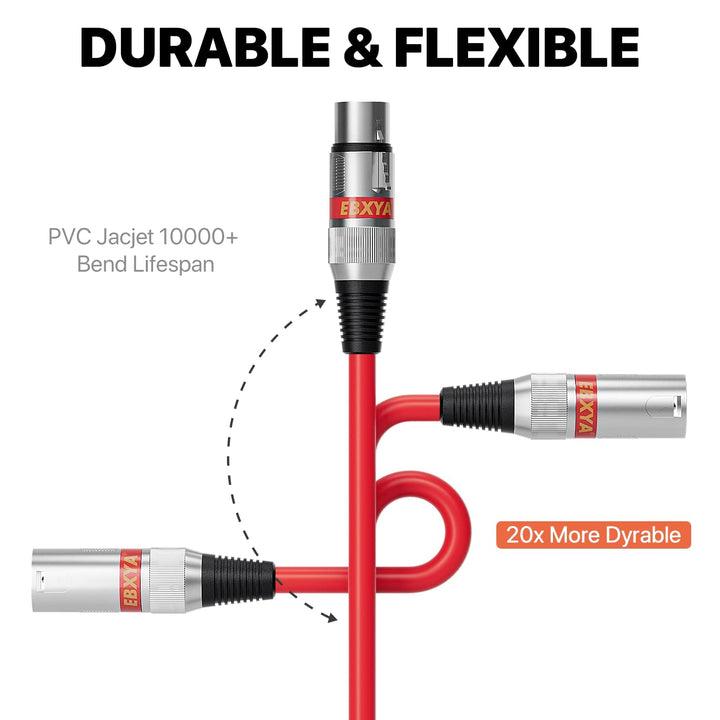 EBXYA XLR Kabel 2-Pack 15M - Symmetrisches Mikrofonkabel & DMX512 Patchkabel - Je 15m Stecker auf Bu