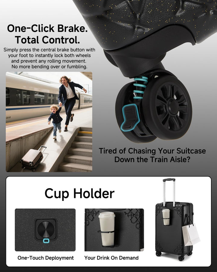 Sea choice Hartschalenkoffer Erweiterbar Reisekoffer mit Getränkehalter Leicht Koffer Set Trolley Ha