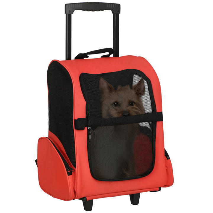 PawHut Hundetrolley Transporttasche Tragetasche für Tiere 2in1 Rucksack und Trolley 35x27x49 cm rot
