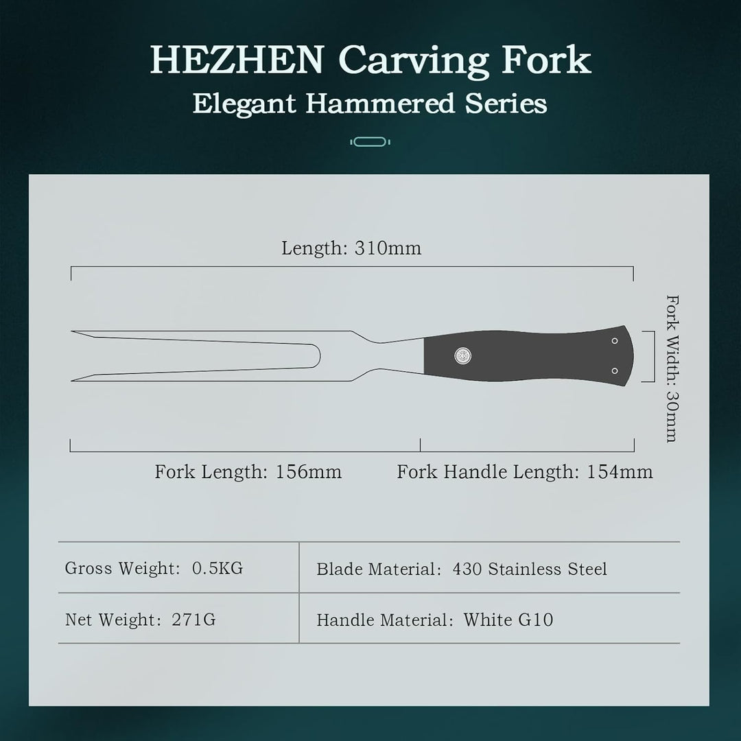 HEZHEN Rostfreier Stahl 430 Tranchiergabel, Fleischgabel Türkei Outdoor BBQ Grillen, Ergonomischer E