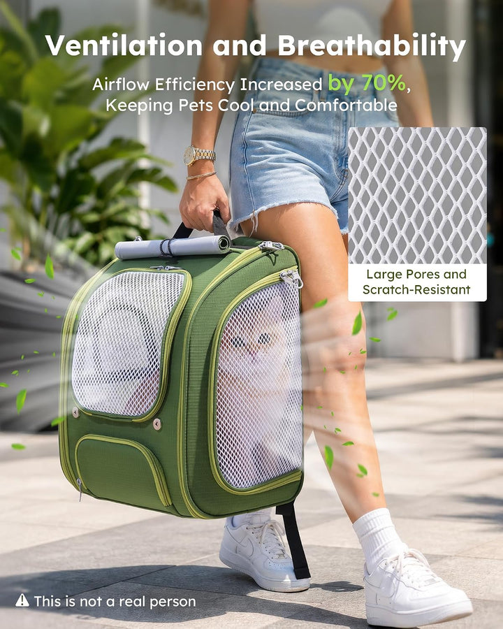 Pecute Katzenrucksack,Rucksäcke für Hunde,Ergonomie,Grün, Grün