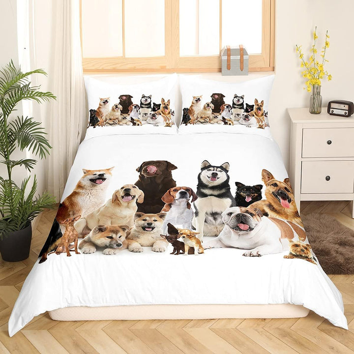 Loussiesd Kinder Bettwäsche Set Hund Muster Microfaser Bettbezug Set für Jungen Mädchen Tier Haustie
